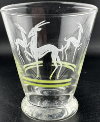 Vintage Mid‑Century Glass Tumbler – Frosted Gazelle Design – Art Deco Style