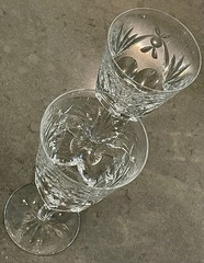 2 Waterford Crystal Ashling Water Goblets / Wine Glasses ~ Ireland~ 6 7/8″ Tall
