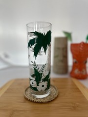 Set of 5 Vintage 7″ Libbey Tropical Tiki Palm Tree MCM Highball Glasses