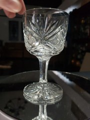 Wine glass Antique American Brilliant Period Cut Glass Crystal early geometric