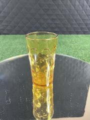Vintage Hazel Atlas Amber El Dorado Optic Dot Coin Glass Tumbler 5″ Replacement