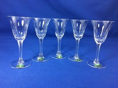 Vintage KUSAK Clear 4 3/8″ CORDIAL GLASSES #5300 Multi-Sided Stem CZECH Set of 5