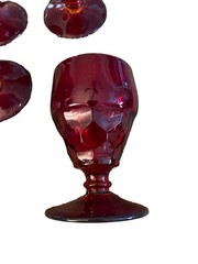 Set of 4 Vintage Mid-Century Viking Glass «Georgian Ruby» Red Goblets- Glows