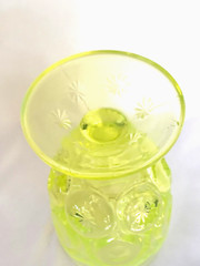 Vtg Fenton for LE Smith Moon & Stars Yellow/ Vaseline OPALESCENT GOBLET 5.75″