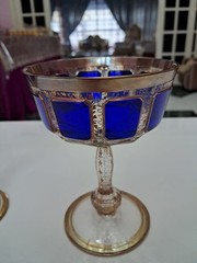 Moser glass cobalt blue 5.6″ tall champagne , sherbet , dessert cup set of two