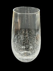 Pier 1 Angled Slant Rim Crackle Blown Glass Set 3 Tumbler Stemless Wine HighBall