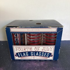 Americana Stars & Stripes Flag Glasses by Williams-Sonoma, Set of 6 –15oz 4July