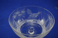 Hunting Wildlife Barware (12) Sherbet or Champagne Glasses, 3 5/8″ Deer Bi (G64)