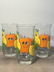3 Vintage Anchor Hocking Nancy Lynn Smiling Fruit Glass – Anthropomorphic 5.5”