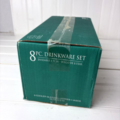 8 Glass Christmas Holly Berries 16 oz. Indiana Glass. New with Box Vintage