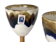 4 Fred Evangel Pottery Wine Goblets Glasses Handcrafted Vintage New Mexico