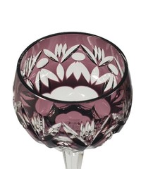 Nachtmann Purple Cut To Clear Bleikristall Crystal Hock Wine Glass 8oz Faceted