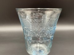 Vintage Tiara Chantilly Blue Lord’s Last Supper & Cross Wine Goblet 7″