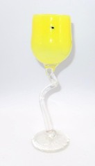 Venus Hot Glass (New Zealand) Wine Goblet YELLOW 11 1/2″ Tall 2004, Twist Stem