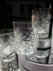 7 Tumblers DOF 4″ Glasses fans Pinwheel buzzstar crystal Leanore American Cut