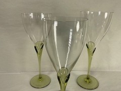 Rosenthal Studio Linie Papyrus Green Stem Crystal Wine Glasses Set of 3 Germany