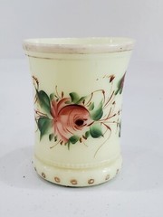 Heisey Yellow Custard Glass Tumbler Dear Mother 1912 Hand Painted