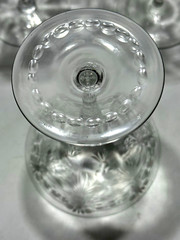 Floral Etched Laurel Leaf Cut Champagne Glass Clear 5 2/8″ Lot of 6 Vintage