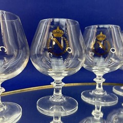 Napoleon Cognac Crystal Ball Set Of 4 Brandy Snifters Glasses N Gold Crown 5”