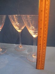 3 Lenox Martini Glass Staccato Blown Glass Cocktail Clear Vertical Cuts 7-3/8″