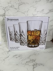 Goldinger Set Of 8 Highball Glasses New In Box Diamond Cut