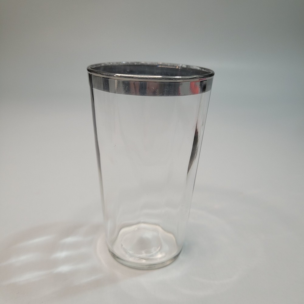 Vintage Silver Trim Optic Glass Replacement Juice Tall Shot Glass