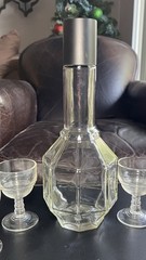 Vintage Anchor Hocking Manhattan glasses set of 6 Mid Century Embossed Liquor B.