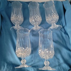 Water /Tea Footed Goblets. Longchamp Cristal D’Arques 5 Pc. Set.