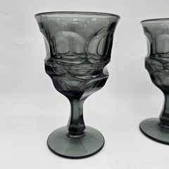 Vintage Fostoria Argus Goblets Wine Glasses Set of 4 Smoke Gray