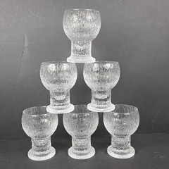 1 Iittala Kekkerit 4 3/8″ Textured Glass Wine Goblet Finland Timo Sarpaneva MCM