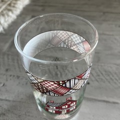 Vintage Libbey Home Sweet Home Glass Tumbler 16Oz 5 7/8″ Country House Patchwork