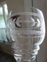 Imperial Glass Clear Grey Cut Glass Horizontal Lines Plant Water Goblet 451 EUC