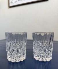 Elegant Crystal Pitcher & 7 Matching Glasses Set Classic Cut Glass Pattern Vtg