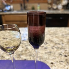 Set of 4 Mixed Color Hand-Blown Cordial Glasses: Amber/Red/Purple/Plum
