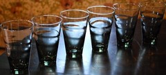 LIBBEY Vtg Set 6 SATURN OPTIC ‘RIPPLE MINT’ GREEN Highball Glass 12 oz Ring Wave