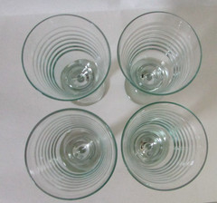 Libbey Glass 4 Vtg Sirrus Spanish Green Tinted Ribbed 7-3/8″ Water Goblets
