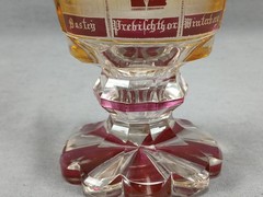 Mid 19th Century German Bohemian Amethyst & Amber Flashed Engraved Scenes Goblet