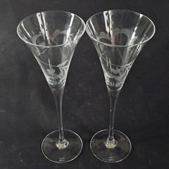 WATERFORD Marquis YOURS TRULY CHAMPAGNE FLUTES, Etched Crystal, 11 1/4″, 2PCS
