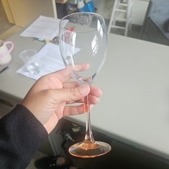 Le Vin Rose Lot Of 6 Luminarc France Peach Pink Stemmed Wine Glasses Goblets