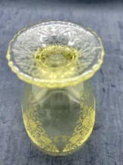 Hazel Atlas Florentine Poppy #2 Yellow Footed Tumbler Glass 4in