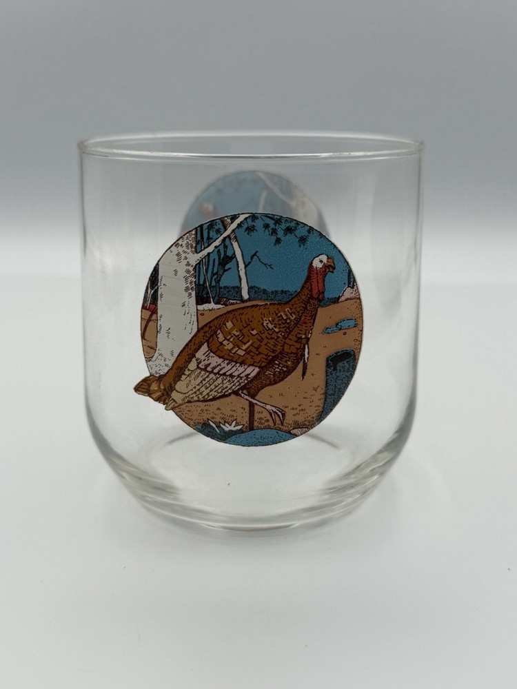 Vintage On The Rocks Glass With Turkey Design