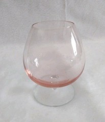 Depression Glass Elegant Snifter Pink Shot Footed Vintage 4 1/2″ Ht, 2″ Mouth