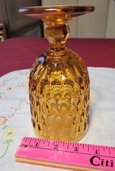 [RETIRED] 1 FENTON *Colonial Thumbprint* 6.5″ AMBER 13 oz Footed TUMBLER 1962-80