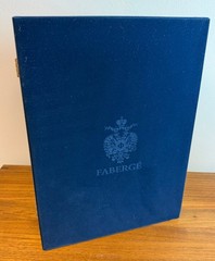 FABERGE METROPOLITAN BLACK CRYSTAL HIGHBALL GLASSES SET OF 4 IN CASE (RARE)
