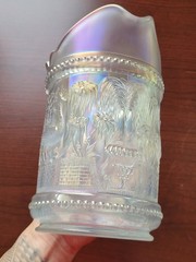 Super Pretty Northwood Carnival Glass Peacock at the Fountain Water Pitcher