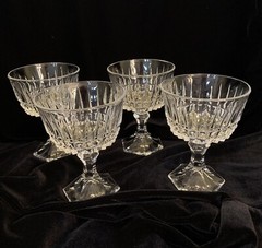 4 Champagne Glasses Crystal Sherbet Dishes Fostoria Heritage Clear 5″
