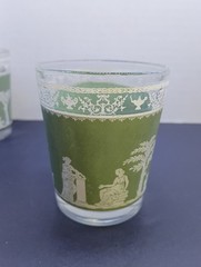 VTG Wedgwood Jasperware Hellenic Jeanette Green Greek Cocktail Glasses Set of 3