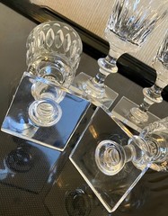 VINTAGE 4 HAWKES CUT CRYSTAL ST GEORGE WINE GLASSES STEMS SQUARE BASE STEM #7332