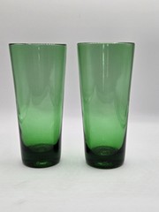 Handblown Emerald Green Glass Tumblers Set Of 2