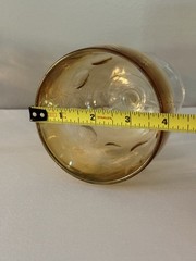 4 Vintage Bartlett Collins Atomic Starburst Amber Thumbprint Goblets MCM